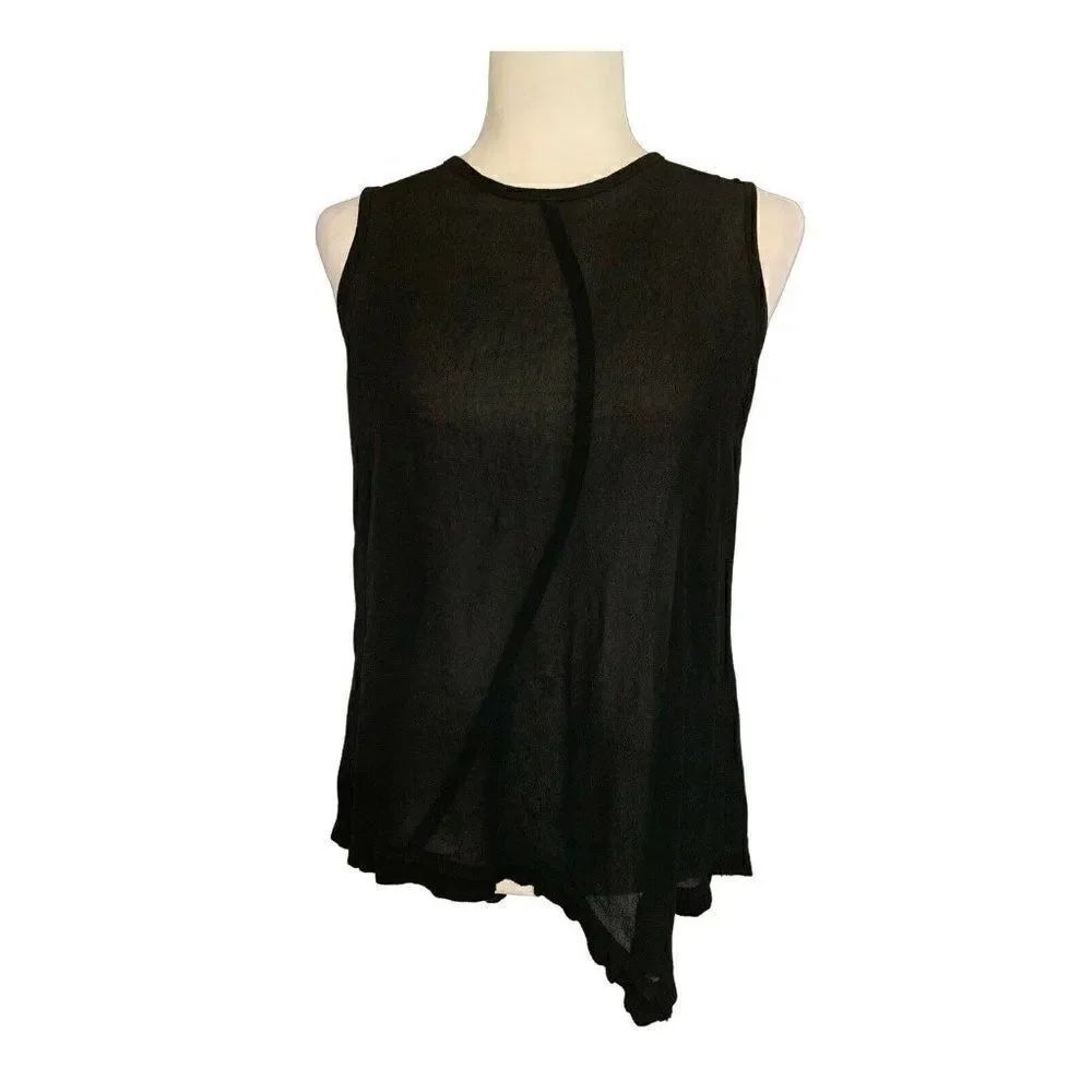 wilt womens solid black Crew Neck sheer tank top blouse xs